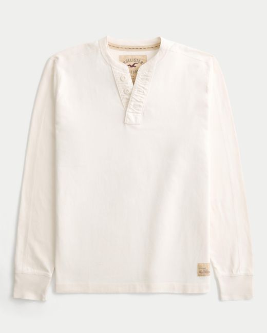 Hollister White Holiday Vault Release Crew Henley for men