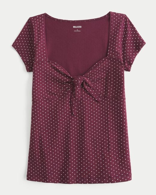 Hollister Purple Easy Tie Bust Babydoll Top