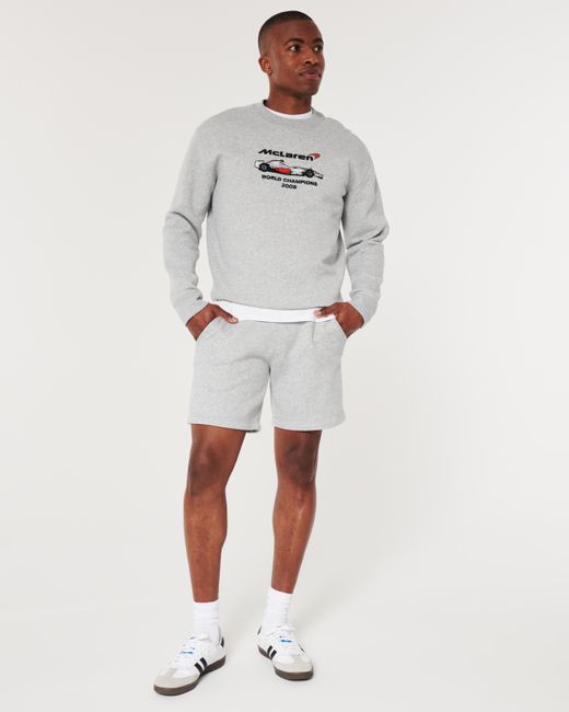 Hollister Gray Mclaren Graphic Crew Sweatshirt for men