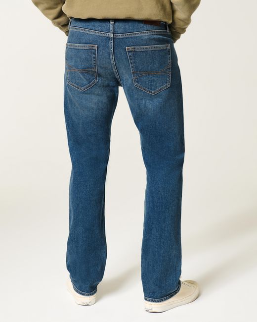 Hollister Blue Dark Wash Slim Straight Jeans for men