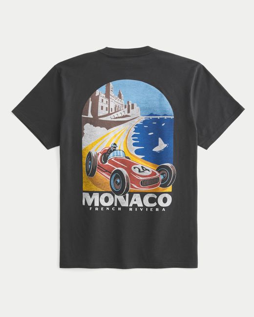 Hollister Black Relaxed Monaco Racing Graphic Tee for men