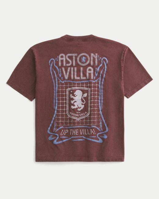 Hollister Red Aston Villa F.c. Graphic Tee for men