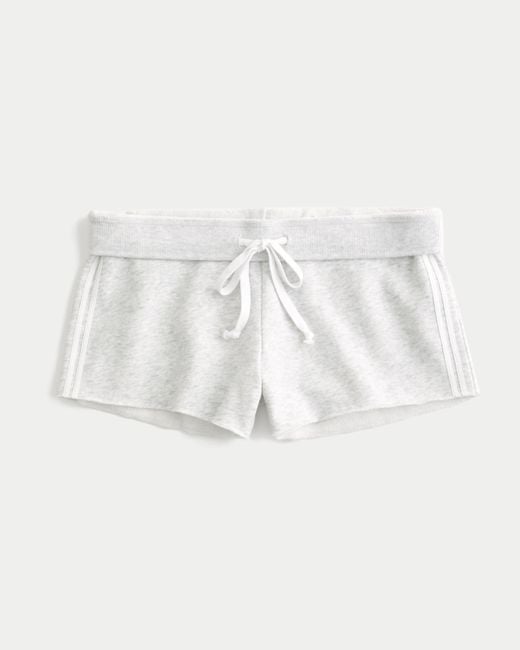 Hollister White Side Stripe Fleece Mini Shorts
