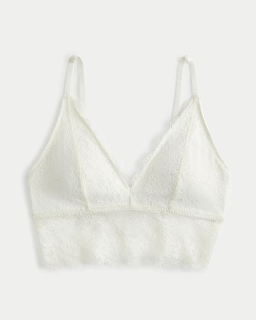 Hollister White Gilly Hicks Spitzenbralette, lang geschnitten