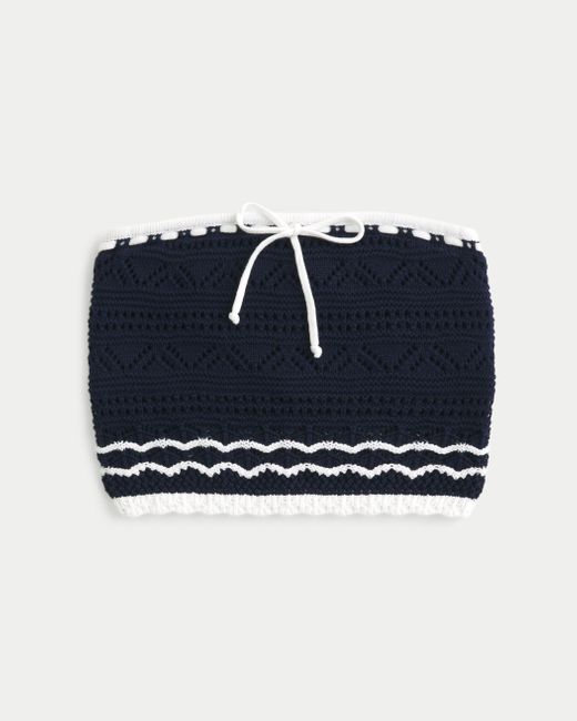 Hollister Blue Crochet-style Tube Top