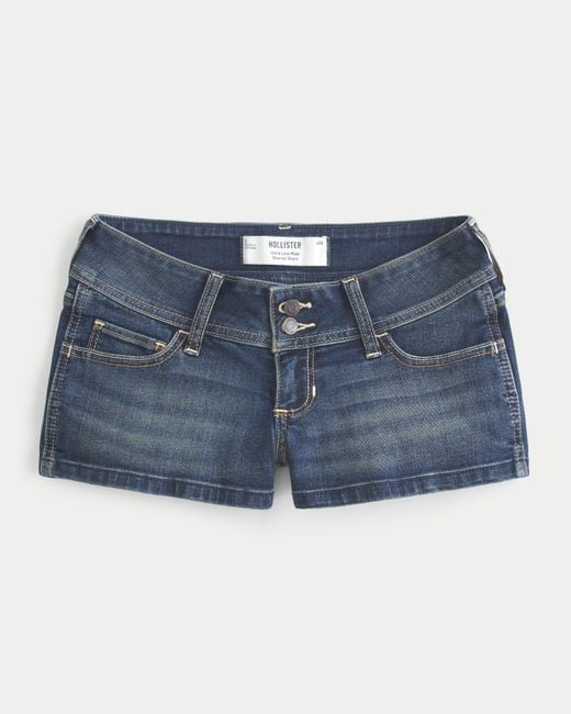 Hollister Blue Ultra Low-rise Dark Wash Denim Shortie Shorts