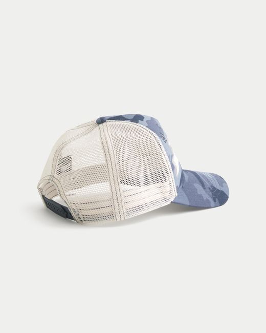 Hollister Blue No Fear Graphic Trucker Hat for men