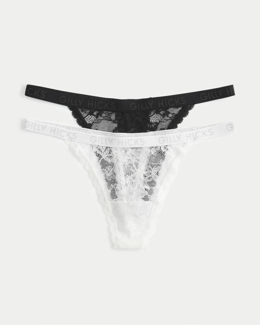 Hollister White Gilly Hicks Lace Thong Underwear 2-pack