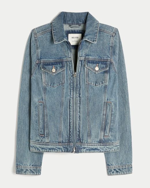 Hollister Blue Denim Zip-up Jacket