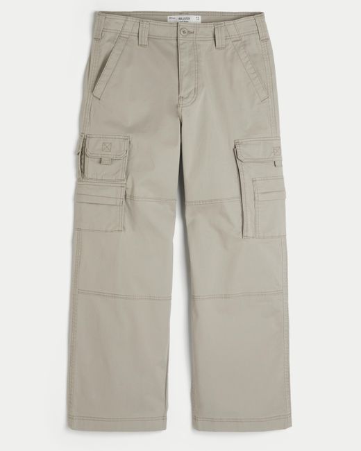 Hollister Gray Super Baggy Cargo Pants for men
