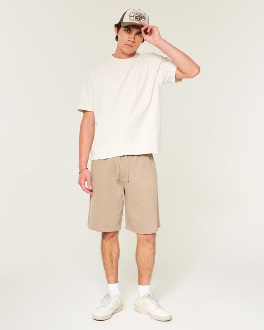 Hollister White Boxy Heavyweight Cotton Crew T-shirt for men
