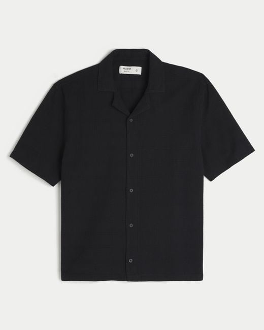 Hollister Black Boxy Textural Short-sleeve Shirt for men