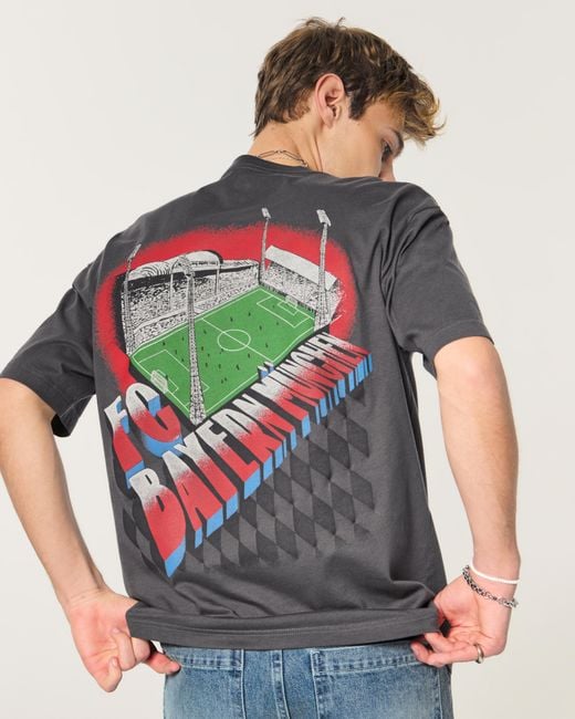 Hollister Gray Fc Bayern München Graphic Tee for men