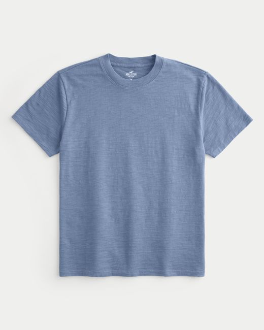 Hollister Blue Relaxed Cotton Slub Crew T-shirt for men