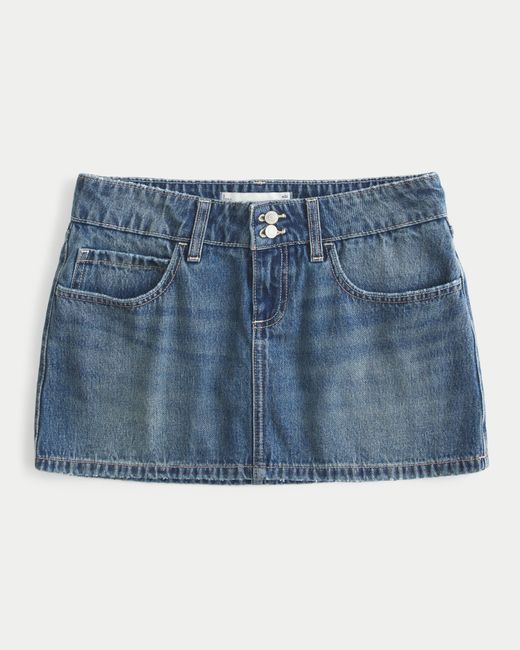 Hollister Blue Low-rise Embroidered Denim Mini Skort