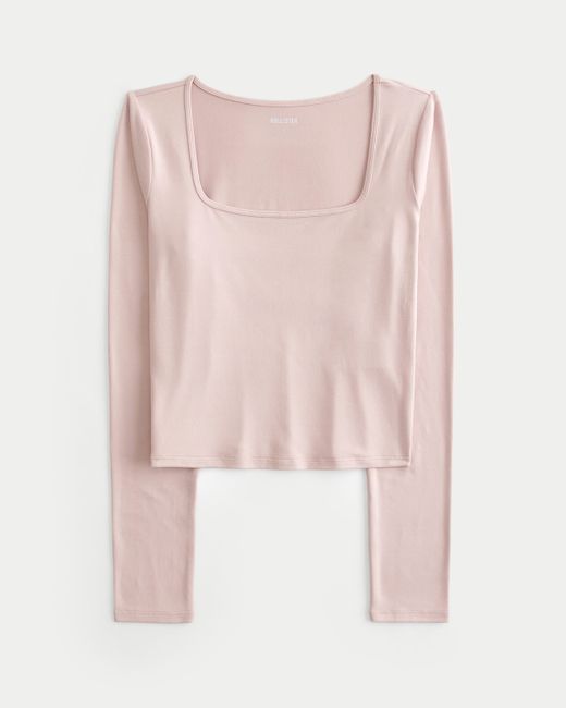 Hollister Pink Soft Stretch Seamless Fabric Square-neck Top