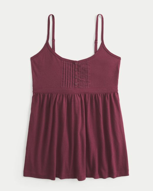 Hollister Purple Easy Scoop Henley Babydoll Top