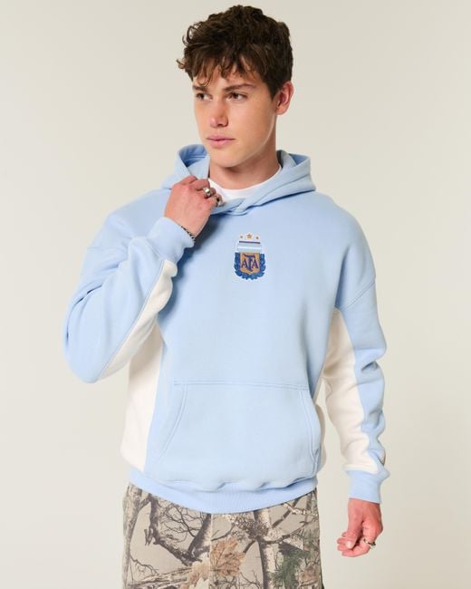 Hollister Blue Argentine Football Association Graphic Hoodie for men