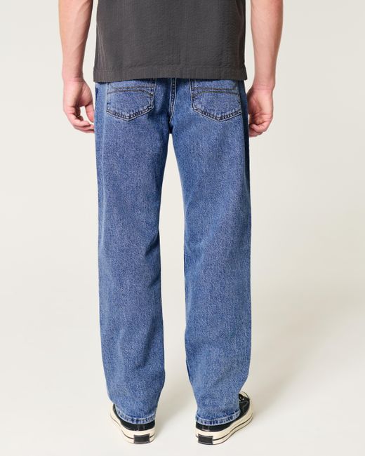 Hollister Blue Medium Wash Loose Jeans for men