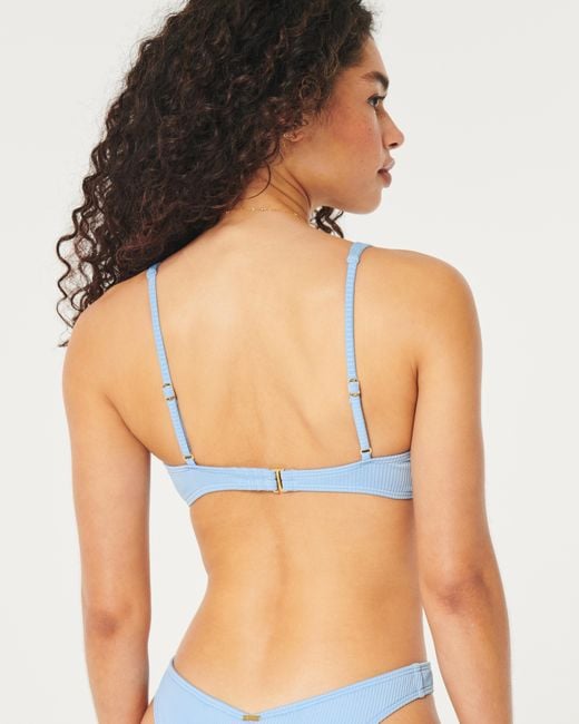 Hollister Blue High Apex Ribbed Underwire Bikini Top