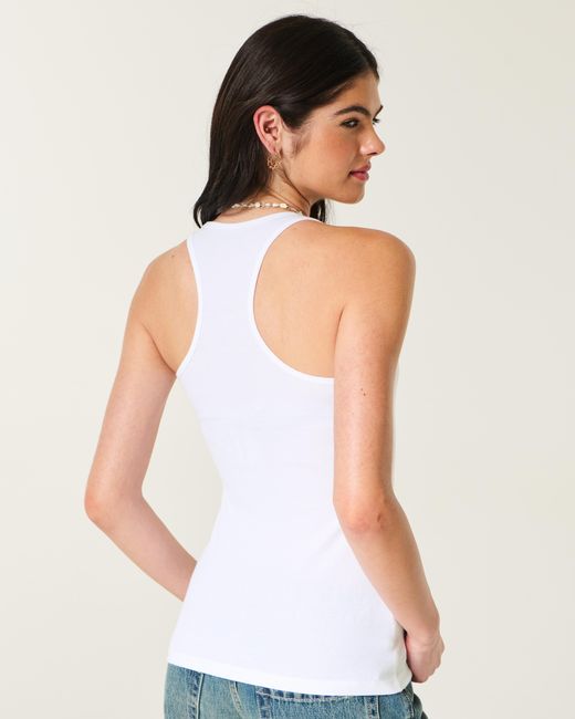 Hollister White Icon Racerback Tank