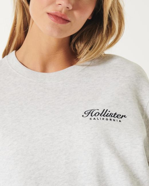 Hollister White Lässiges Sweatshirt mit Rundhalsausschnitt