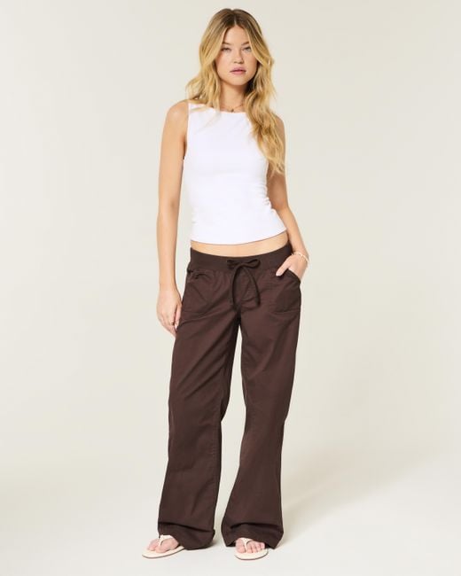 Hollister Brown Hollister Remi Ultra Low-rise Poplin Pull-on Pants