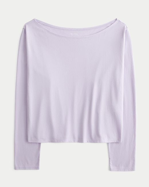 Hollister Purple Langärmliges, schulterfreies Oberteil in Easy Fit