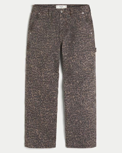 Hollister Gray Leopard Print Baggy Painter Jeans for men