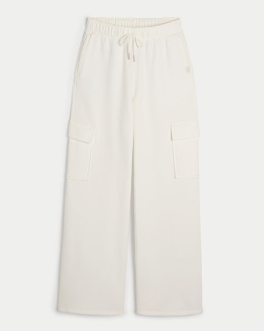 Hollister White Gilly Hicks Active Wide-leg Cargo Sweatpants