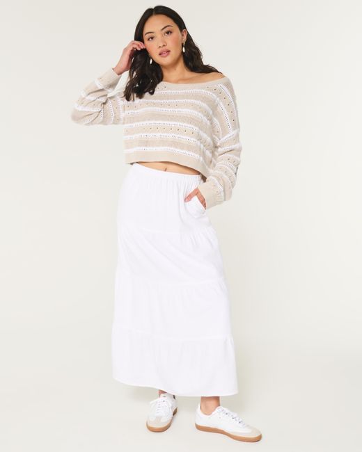 Hollister Natural Easy Crochet-style Crew Sweater