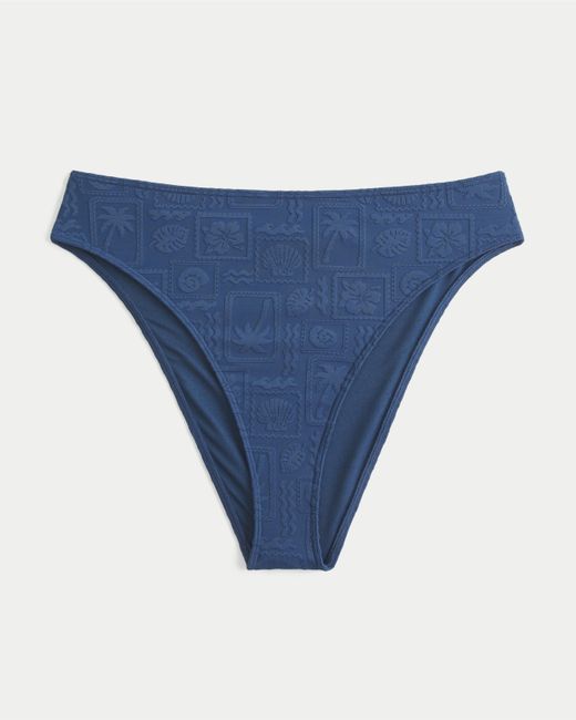 Hollister Blue Curvy High-waist Jacquard Cheeky Bikini Bottom