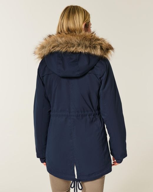 Hollister Blue Faux Fur-lined Parka
