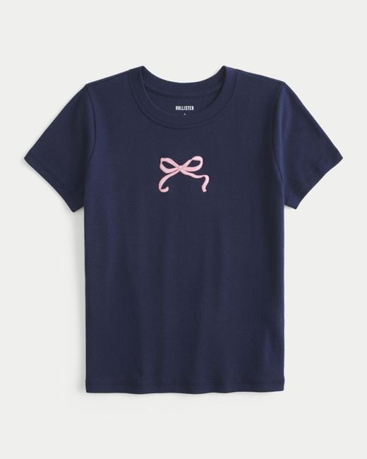 Hollister Blue Bow Graphic Baby Tee