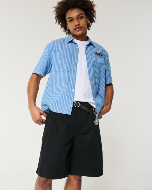 Hollister Black Above-the-knee Baggy Bermuda Flex Waist Shorts for men