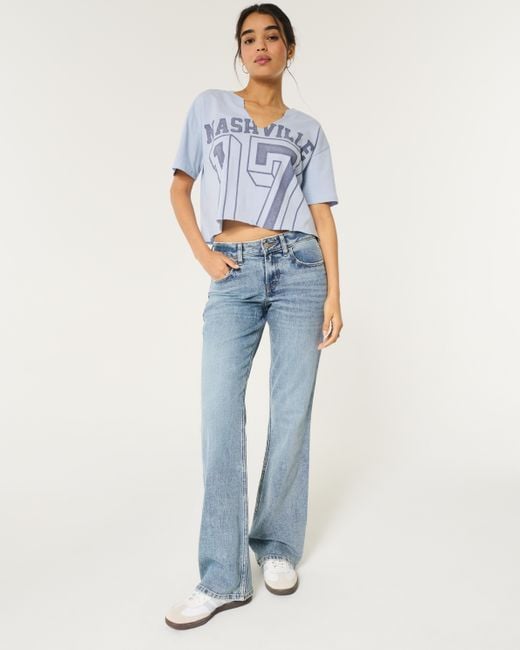 Hollister Oversized Crop Nashville Graphic Tee in Blue Lyst UK