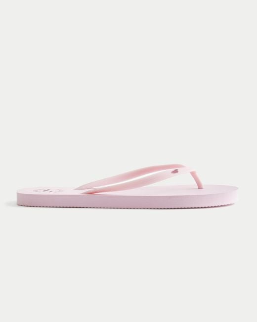 Hollister Pink Rubber Logo Flip Flops