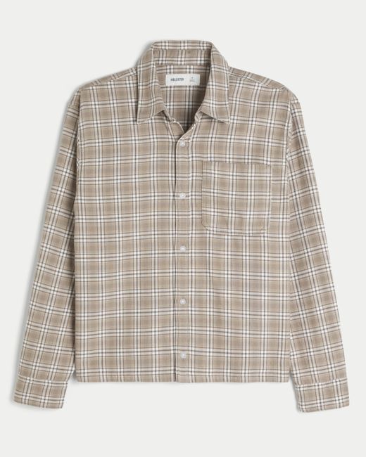 Hollister Gray Boxy Flannel Shirt for men