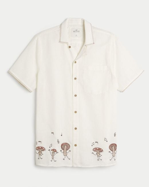 Hollister Natural Short-sleeve Embroidered Graphic Shirt for men