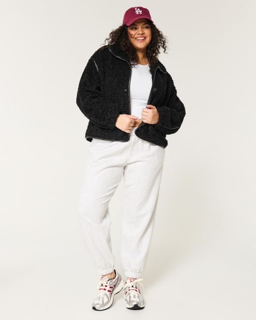 Hollister Black Sherpa-Jacke