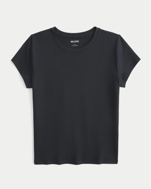 Hollister Black Seamless Fabric Crew Baby Tee