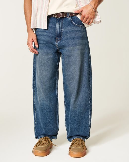 Hollister Blue Dark Wash Skater Baggy Jeans for men