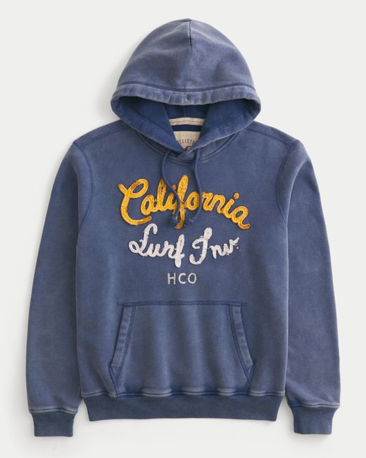 Hollister Blue Logo Graphic Hoodie for men