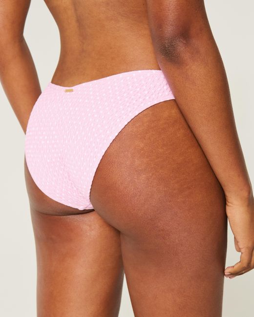 Hollister Pink Gesmoktes Cheeky Bikini-Unterteil mit hohem Bein
