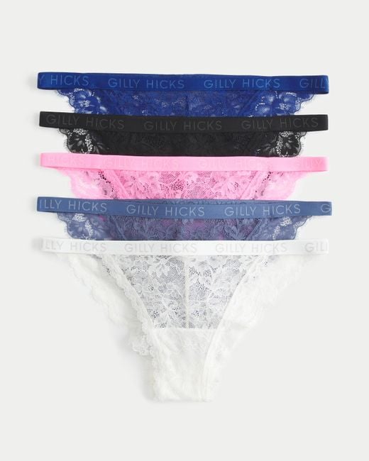 Hollister Blue Gilly Hicks Lace Cheeky Underwear 5-pack