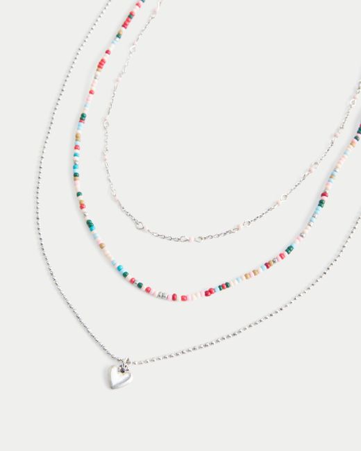 Hollister White Heart Necklace 3-pack