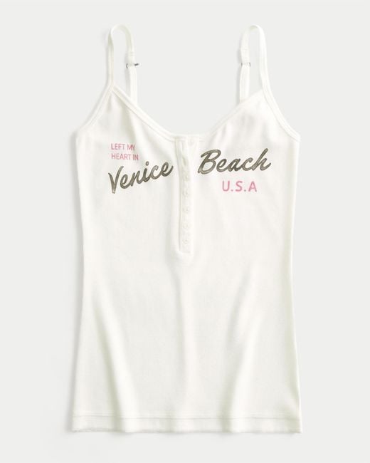 Hollister Natural Venice Beach Graphic Henley Cami