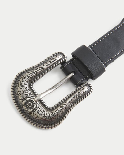 Hollister Black Faux Leather Heart Detail Belt