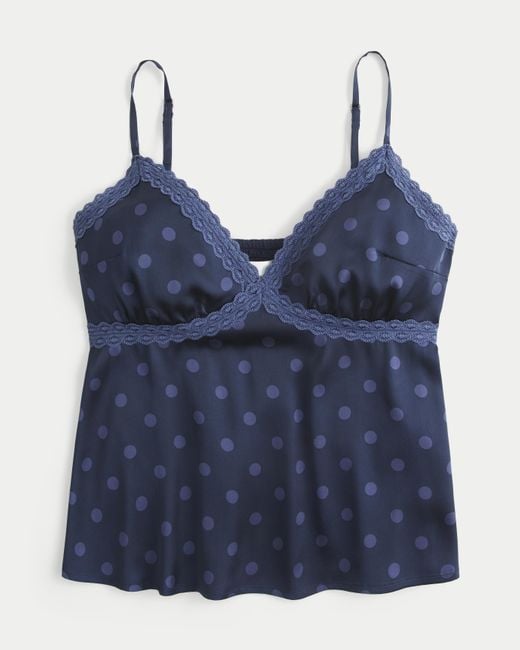 Hollister Blue Easy Lace-trim Satin Cami