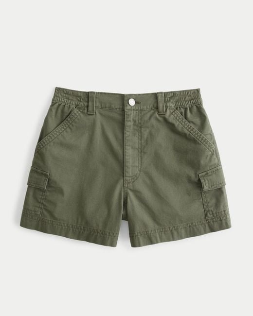 Hollister Green Ultra High-rise Poplin Cargo Mom Shorts